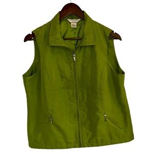 Allison Daley lime green lightweight front zip vest women 10 petite